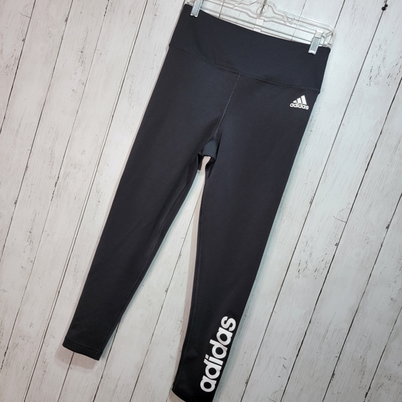 Adidas Women's Primegreen Black Aeroready ⅞ Length Spellout Leggings Size Medium - Picture 2 of 7
